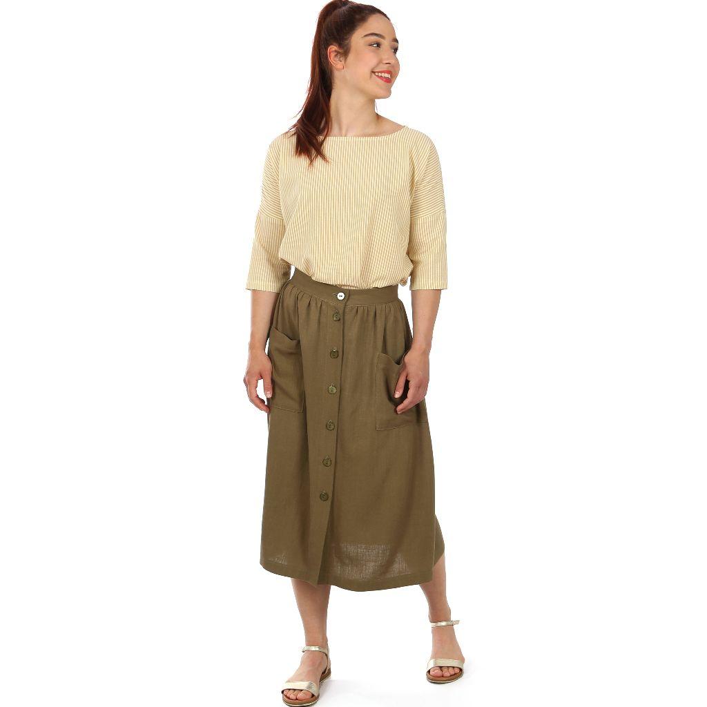 Papierschnittmuster Rock mit Knopfleiste Frau Fiona XS-XXL